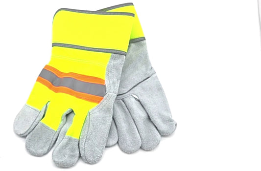 High Viz Split Leather Work Gloves Sturdi