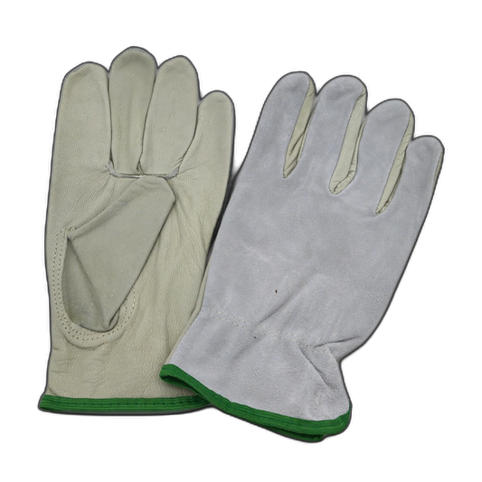 Leather Drivers Glove Medium Natural/Green (or 12/$49.99)