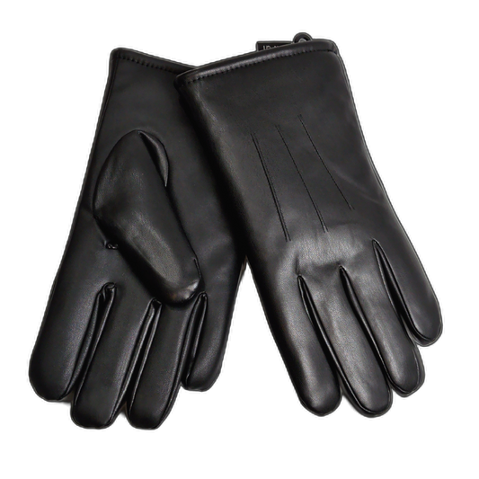 Men's Leatherette Gloves W/ Thick Faux Fur Lining Size 12-14 Black
