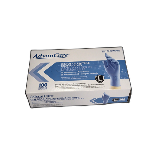 Disposable Nitrile Exam Gloves 100pk. Large Advancare