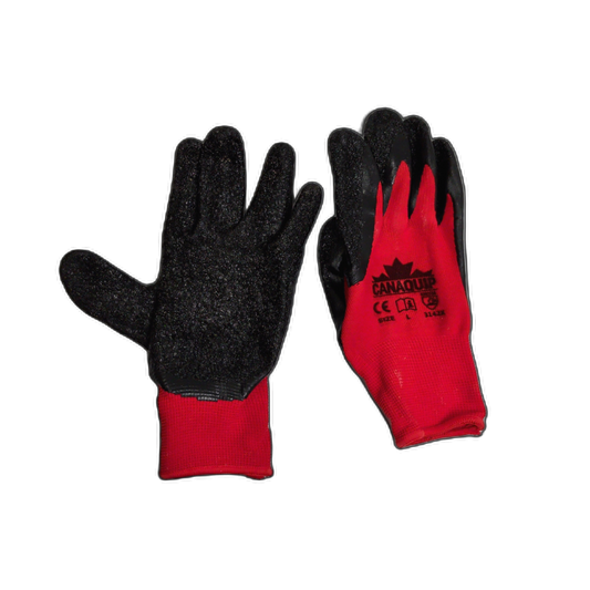 Polyester Latex Coated Gloves Large Black/Red Canaquip