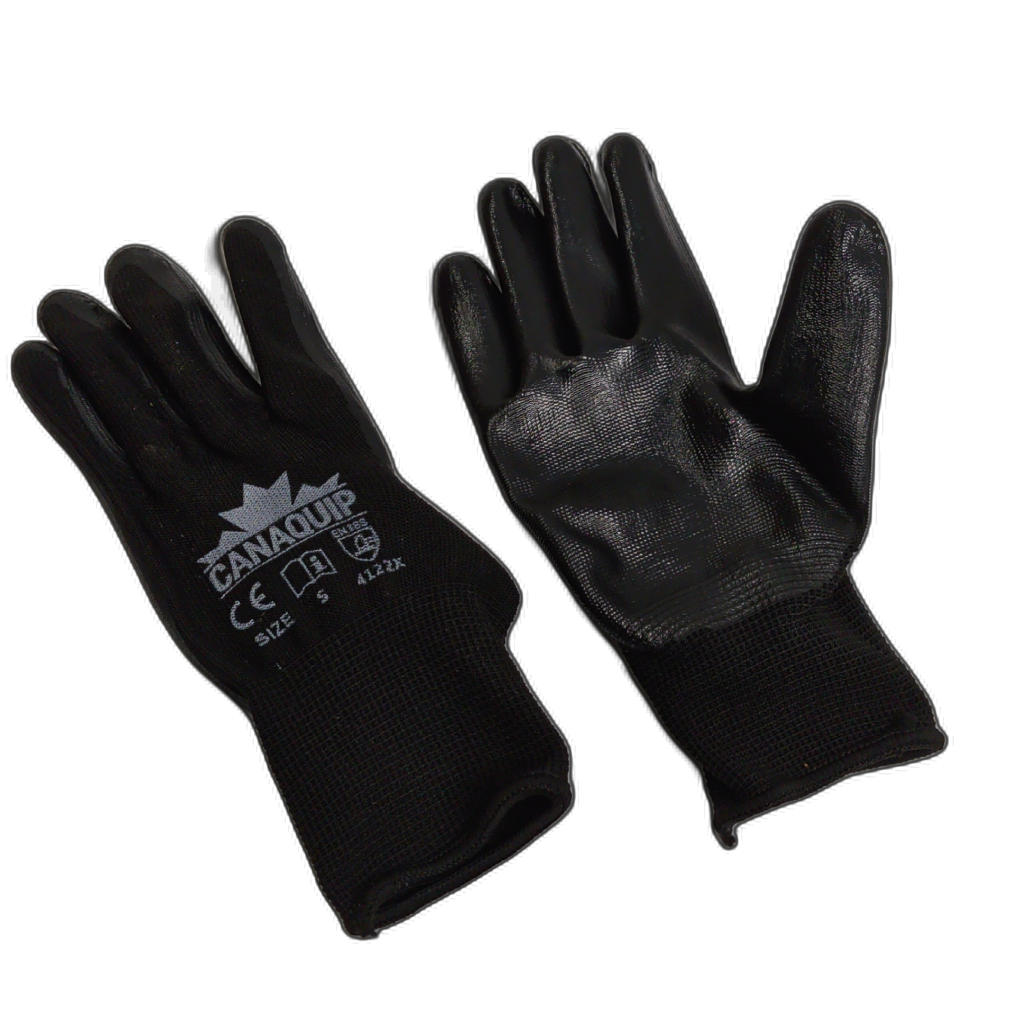 Polyester Nitrile Coated Gloves Small Black Canaquip