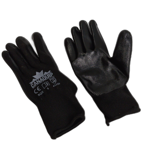 Polyester Nitrile Coated Gloves Small Black Canaquip