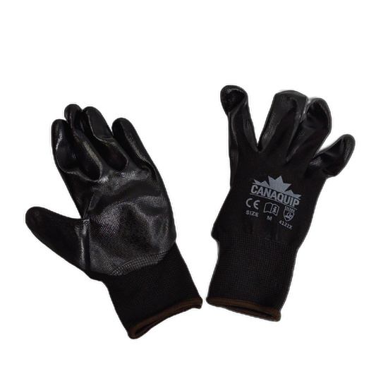 Polyester Nitrile Coated Gloves Medium Black/Brown Canaquip