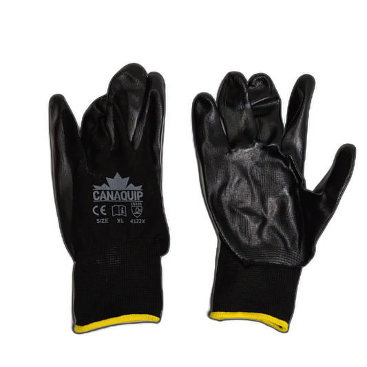 Polyester Nitrile Coated Gloves XL Black/Yellow Canaquip