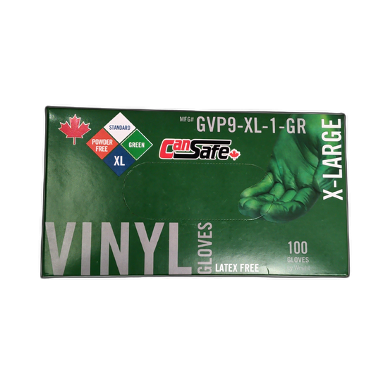 Vinyl Gloves Latex Free 100pk. Xl Green Cansafe