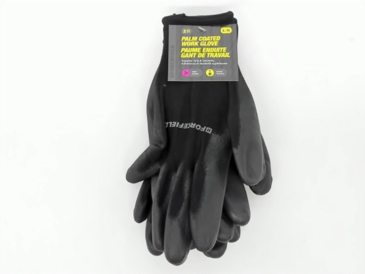 Gants de travail 2 paires Gde paume enduite noirs Forcefield (TÊTE DE GOND.) (PROMO)