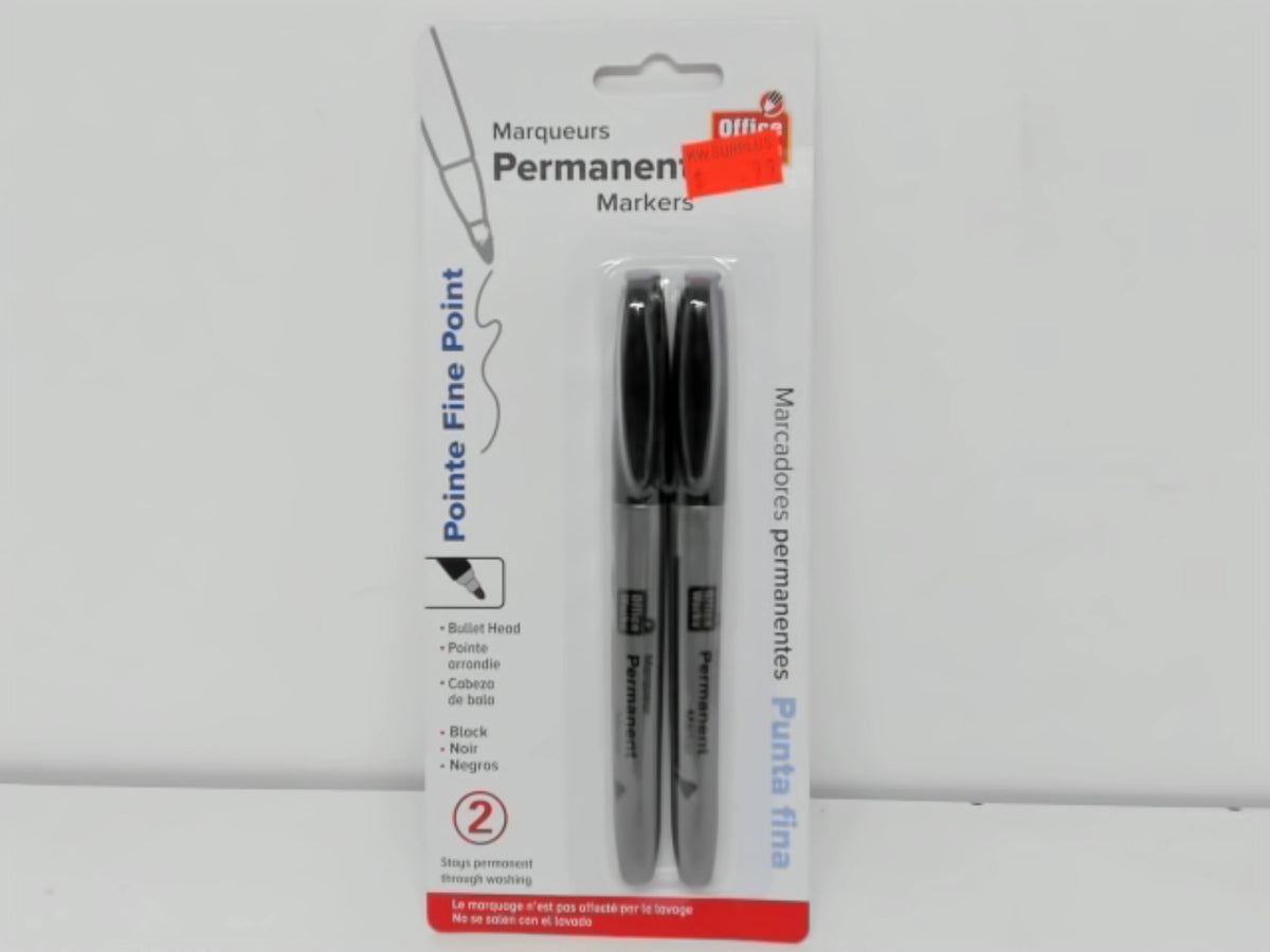 Markers 2Pk Fine Point Permanent Black color Office Works