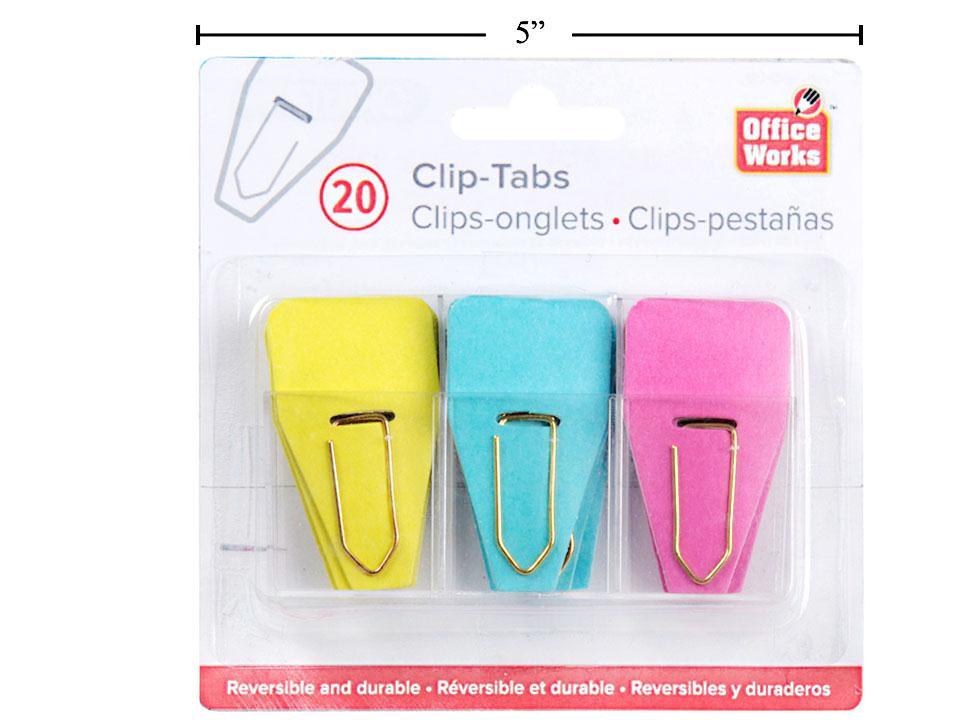 Clip Tabs 20pcs on Binder ID tab 3 Colours Office Works