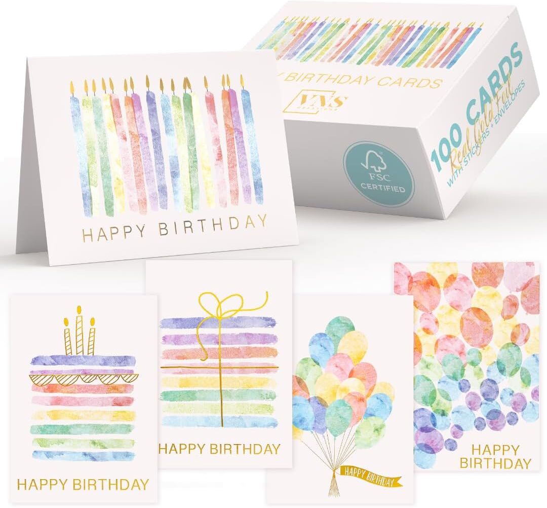 Happy Birthday Cards 100pk. Vns Creations