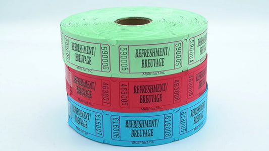 Refreshment Tickets Rolls Of 1000 Multi Colour