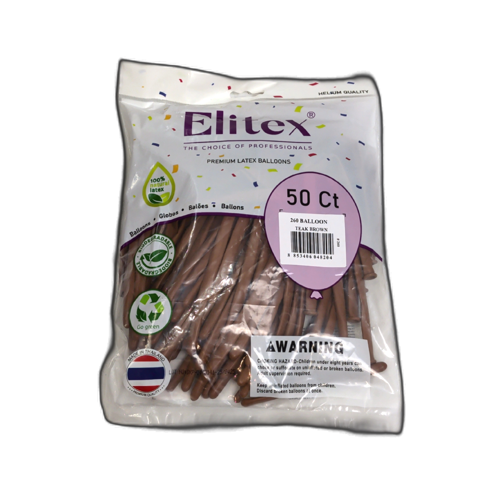 Twisting Balloons 50pk. Teak Brown Elitex