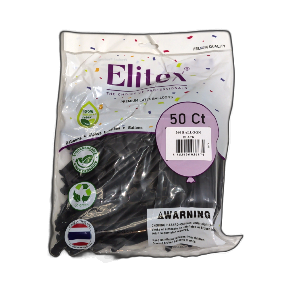 Twisting Balloons 50pk. Black Elitex