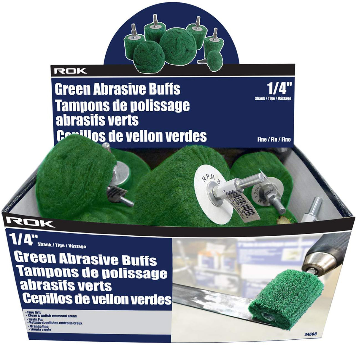 Abrasive fine buff green .25 shank - sold individually