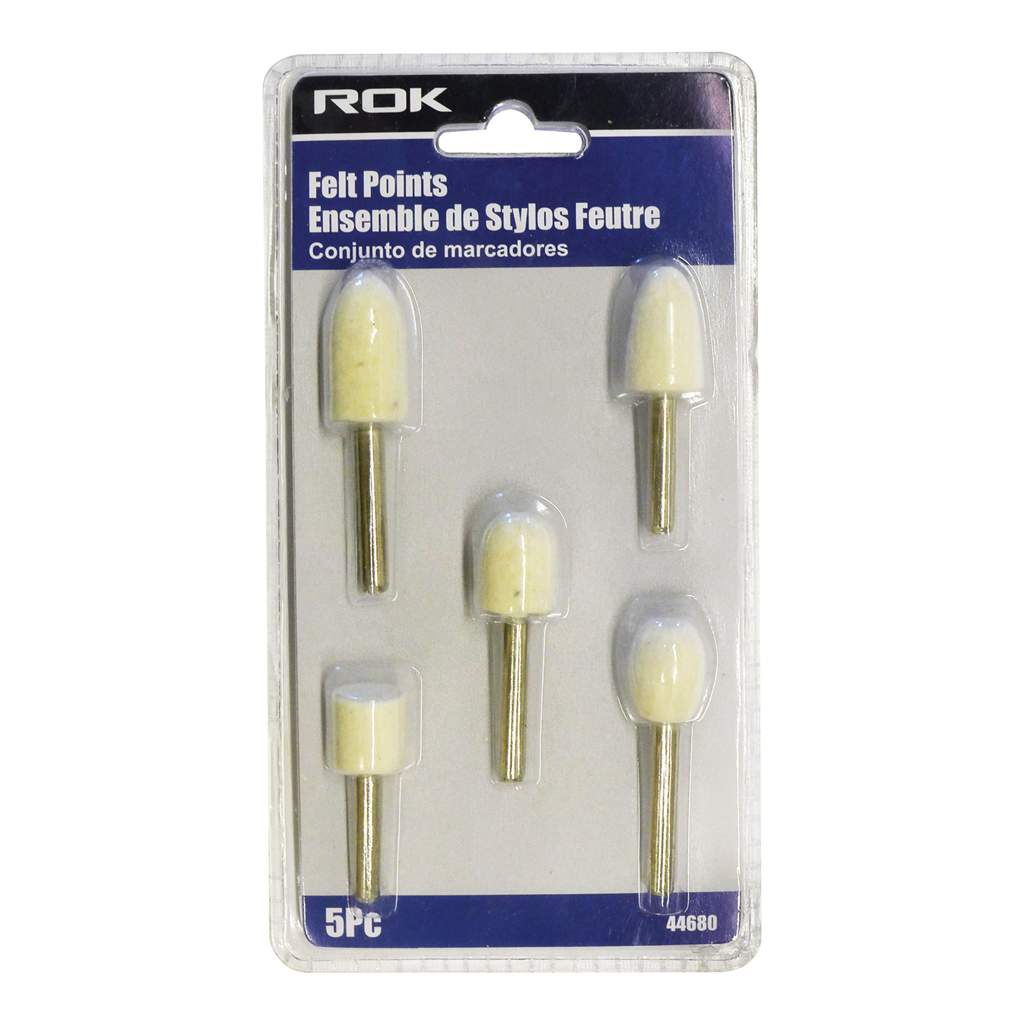 Felt points 5 pc for polishing most ferrous metals, stones, glass and ceramics