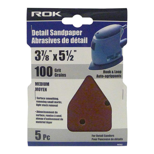 Détail de papier abrasif grain 100 5 pièces 3-7/8x5.5 pouces