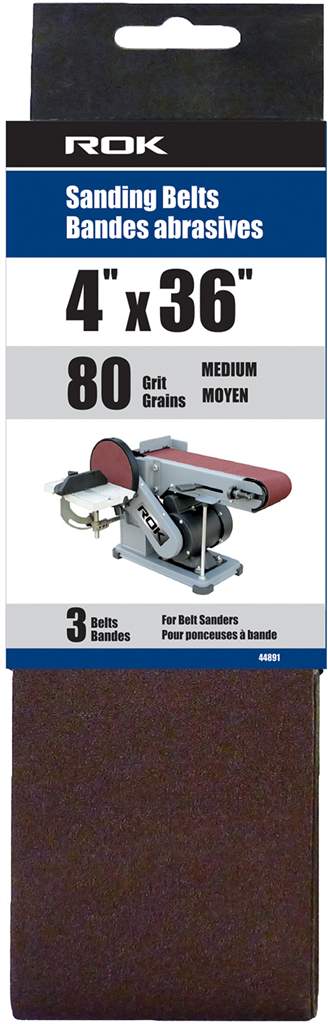 Bande abrasive 4x36 grain 80, 3 pièces