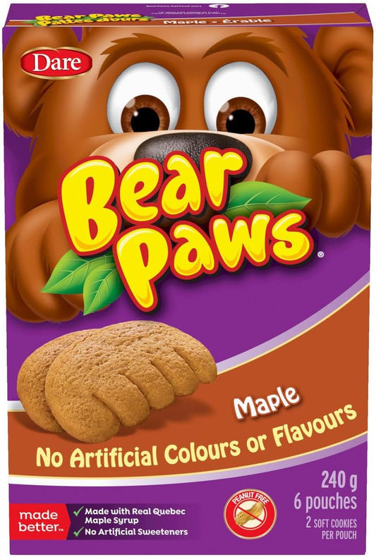 Bear Paws Cookies Maple 240g. 6 Pouches x 2 Cookies Dare