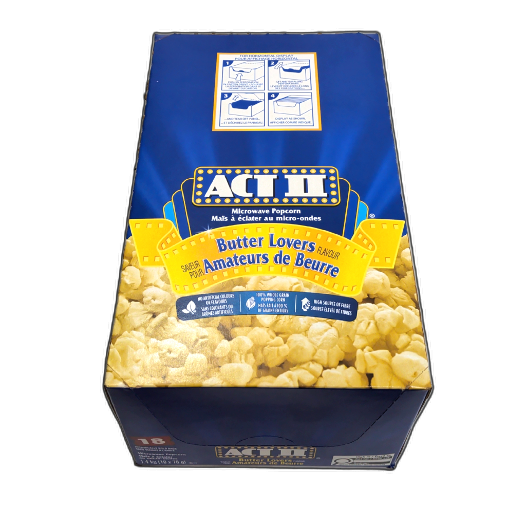 Microwave Popcorn Butter Lovers Flavour 18pk. 78g. Bags Act II
