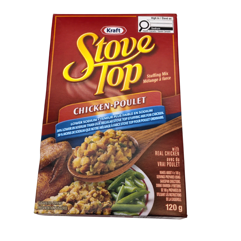 Stove Top Stuffing Mix Chicken Flavour Lower Sodium 120g. Kraft