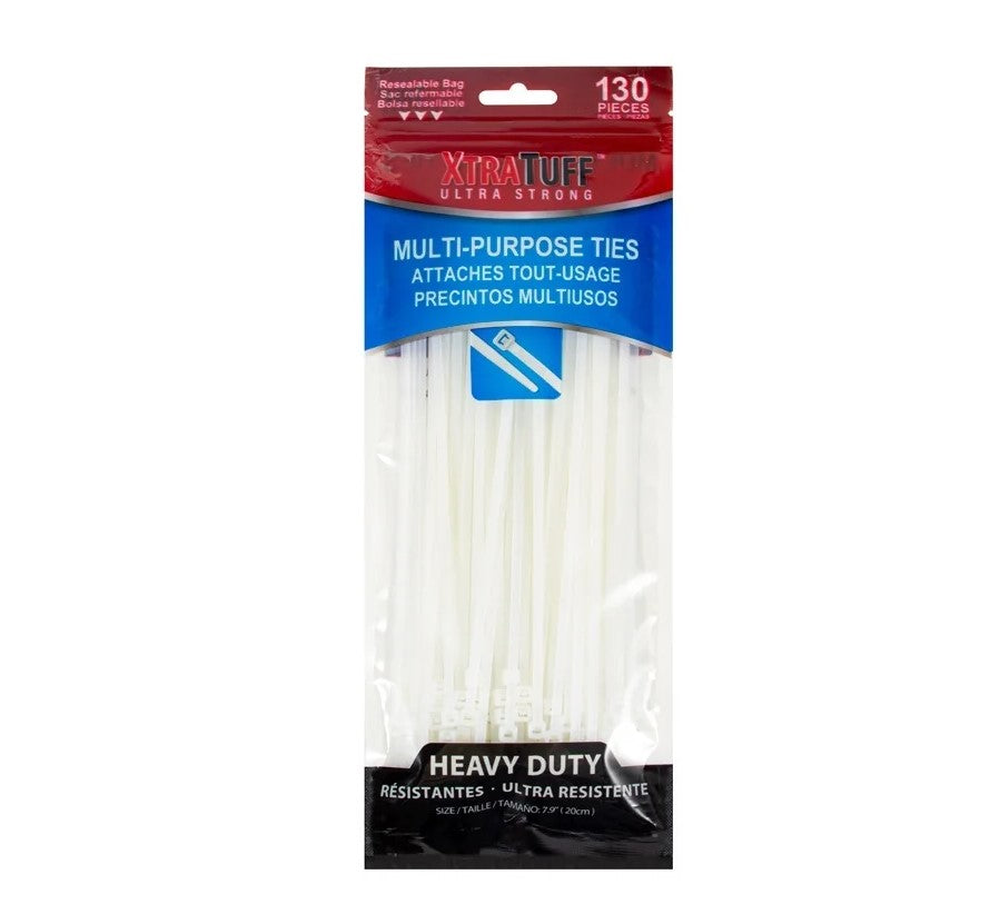 Cable Ties 7.9" 130 Pcs Xtra Tuff