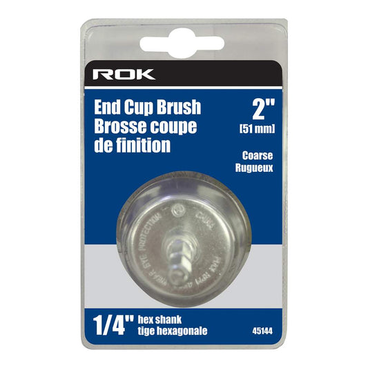 END CUP BRUSH 2INCH COARSE 1/4INCH ROUND SHANK