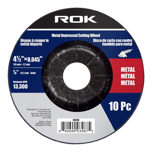 Disque 4.5 pouces x 0.045 pouces tronçonnage métal, 10 pièces
