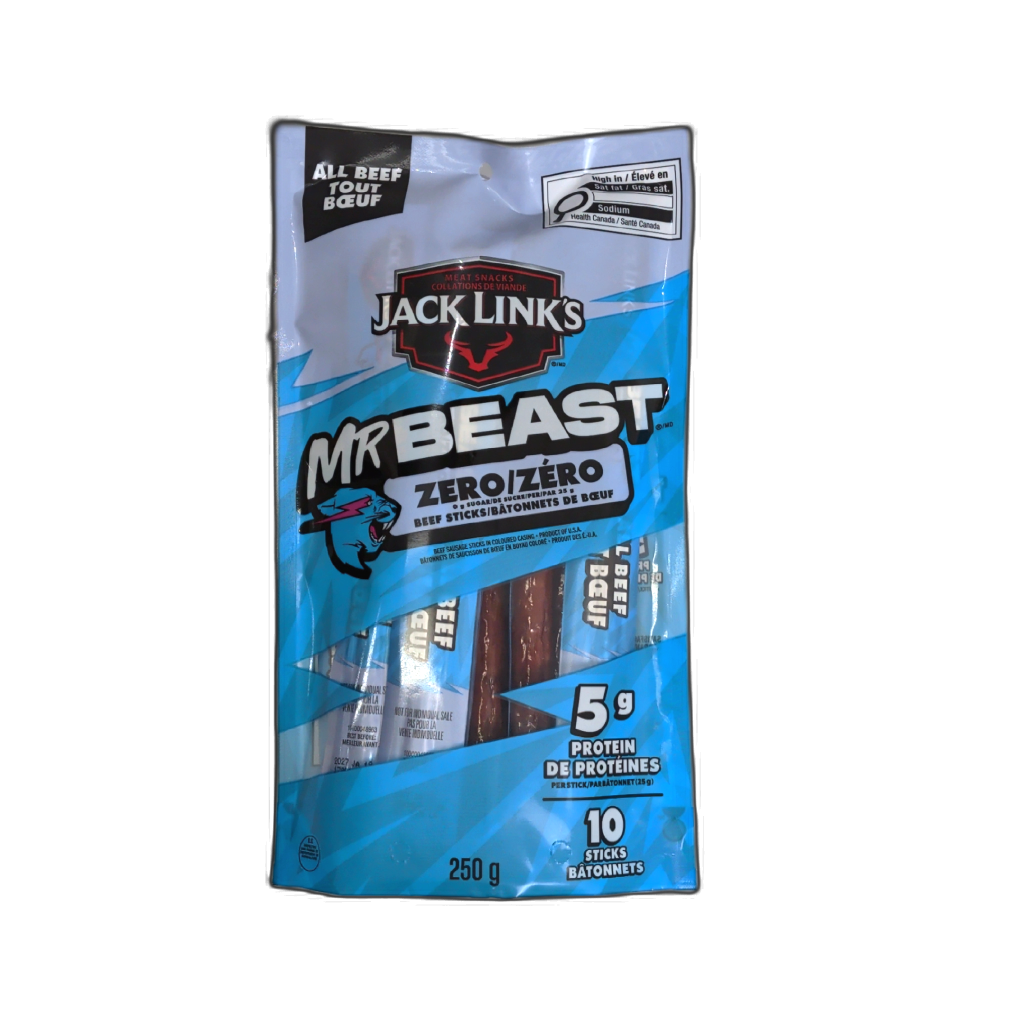 Mr. Beast Beef Sticks 10pk. Zero Sugar 250g. Jack Links