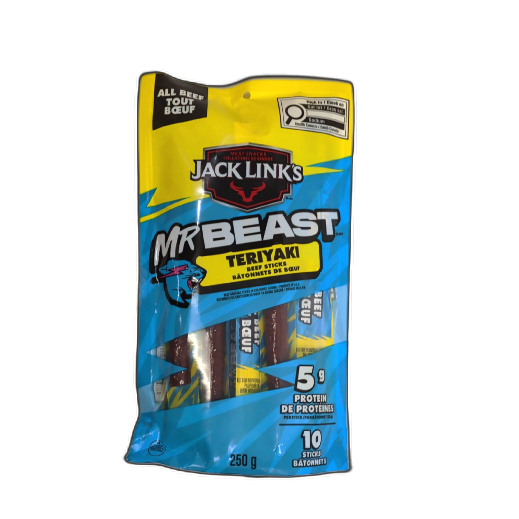 Mr. Beast Beef Sticks 10pk. Teriyaki 250g. Jack Links