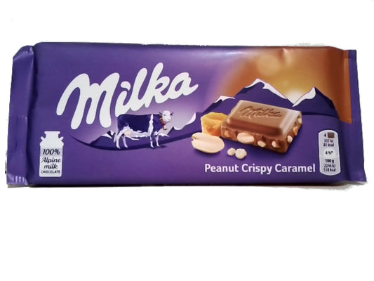 Milka Peanut Crispy Caramel Chocolate Bar 90g.