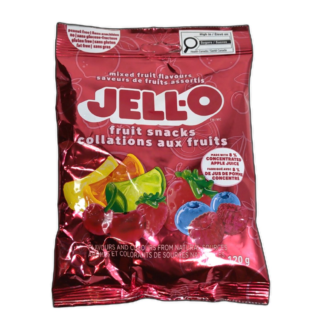 Jell-o Fruit Snacks Mxed Flavours 120g.