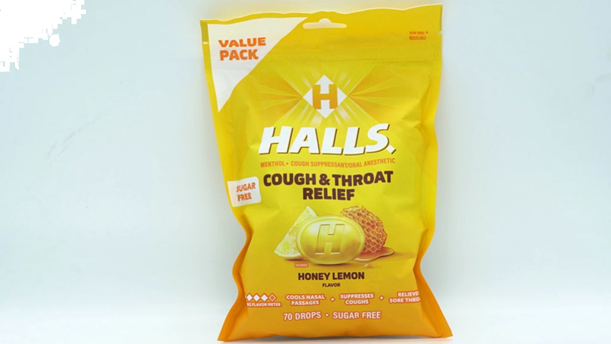 Halls Cough & Throat Relief Honey Lemon 70pk.