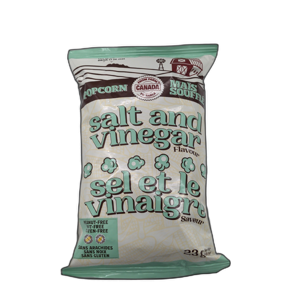 Popcorn Salt & Vinegar Flavour 23g. Farm To Table Canada