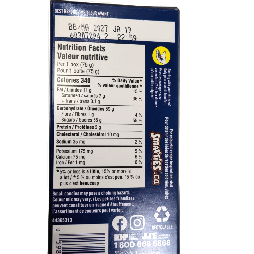 Smarties Candy Coated Milk Chocolate 75g.