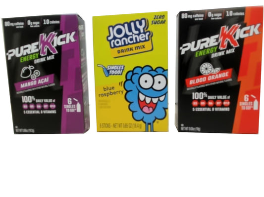 Boissons instantanées en sachets individuels, paquet de 6. Saveurs assorties.