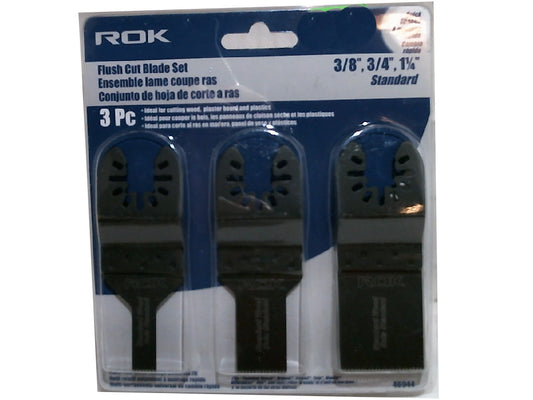 Flush cut blade set 3 pc 3/8 3/4 1-1/4 standard
