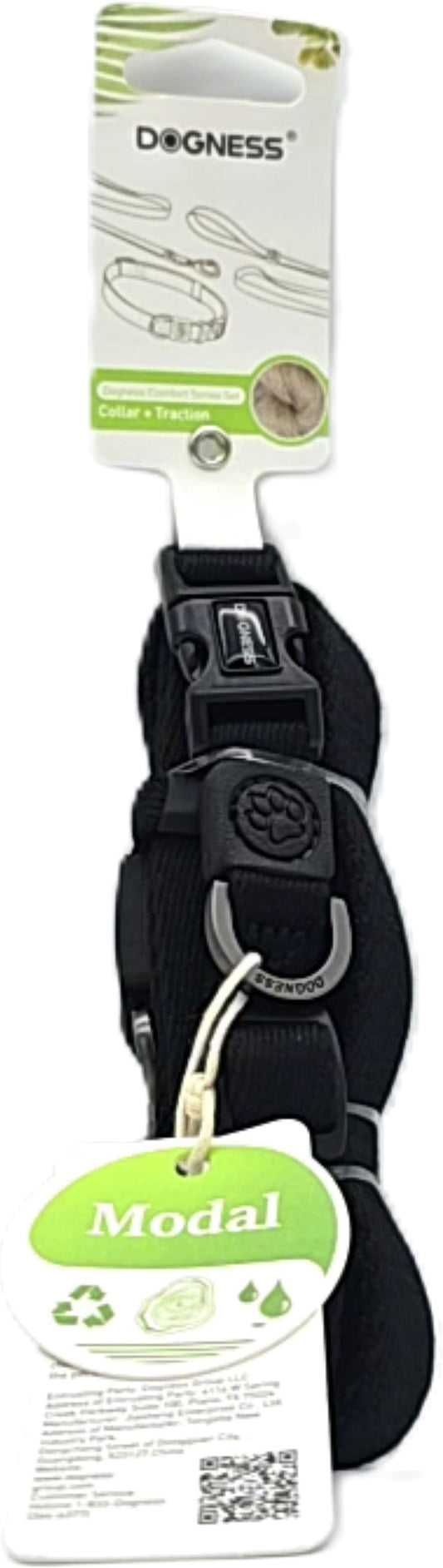 Dog Collar & Traction Black Size Medium Dogness