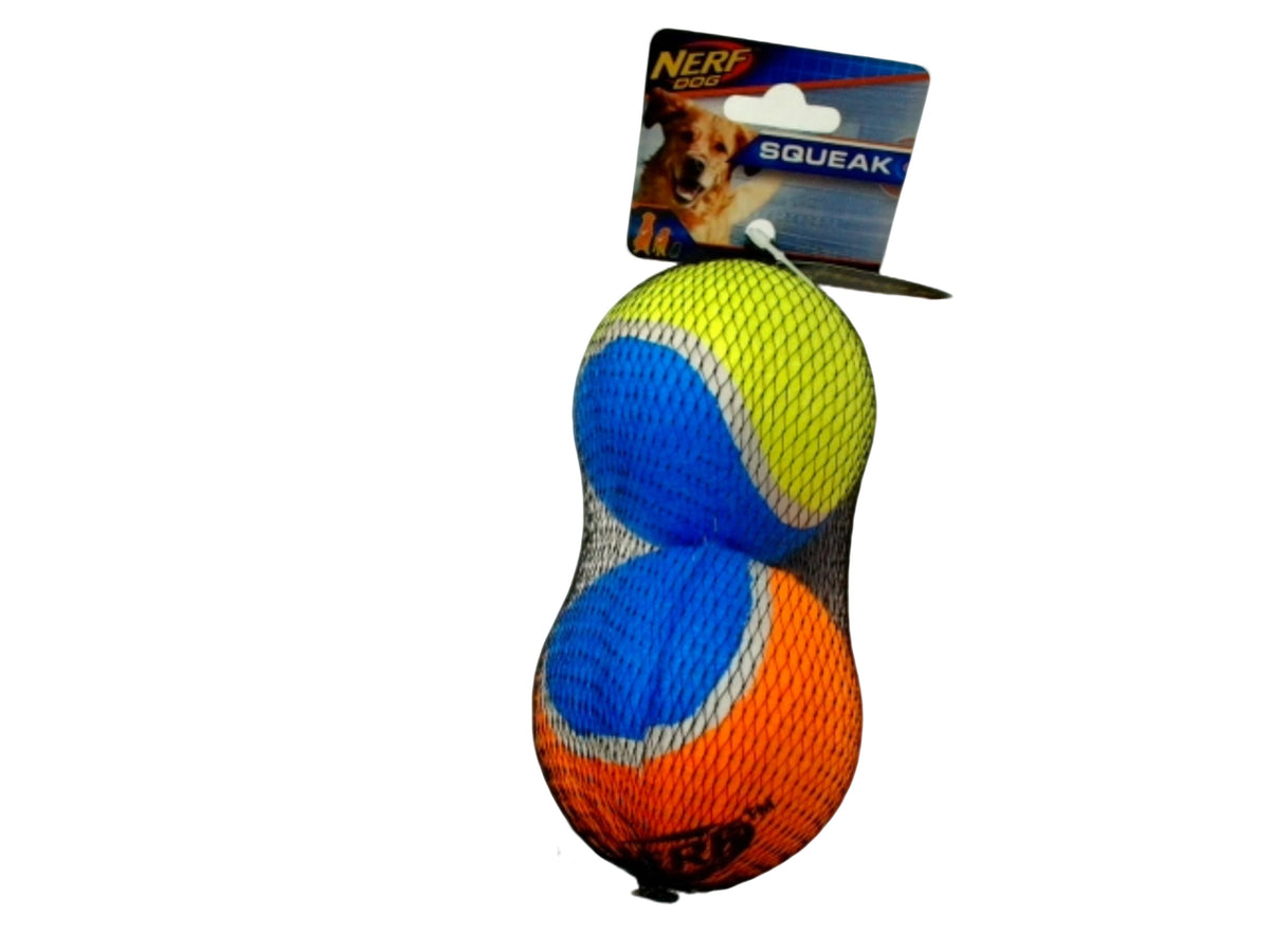 Dog Toy Squeak Tennis Ball Large 3" 2pk. Nerf Dog