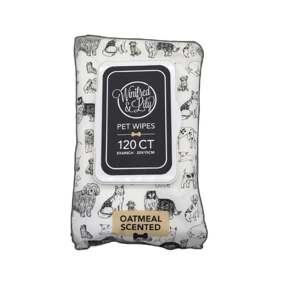 Pet Wipes Oatmeal Scented 8" X 6" 120pk. Winifred & Lily
