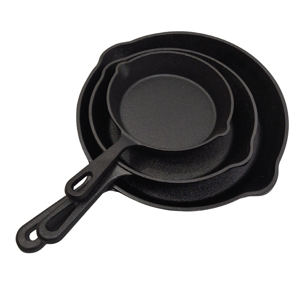 3pc. Cast Iron Pan Set 15cm/20cm/25cm Navaris (or $8.99/$12.99/$16.99)(ENDCAP) - Additional View