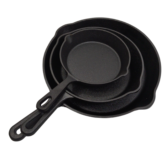 3pc. Cast Iron Pan Set 15cm/20cm/25cm Navaris (or $8.99/$12.99/$16.99)(ENDCAP) - Additional View