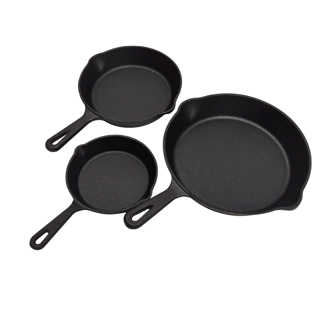 3pc. Cast Iron Pan Set 15cm/20cm/25cm Navaris (or $8.99/$12.99/$16.99)(ENDCAP) - Additional View