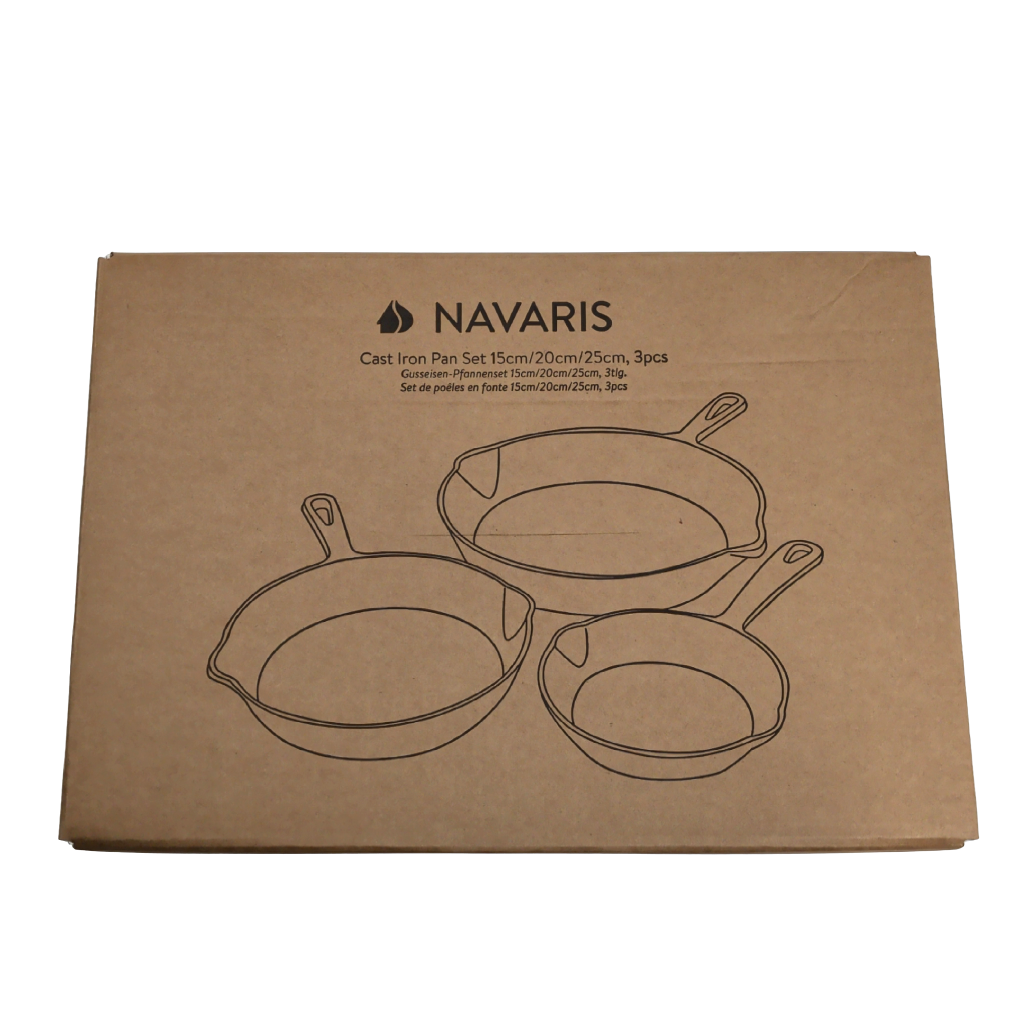 3pc. Cast Iron Pan Set 15cm/20cm/25cm Navaris (or $8.99/$12.99/$16.99)(ENDCAP)