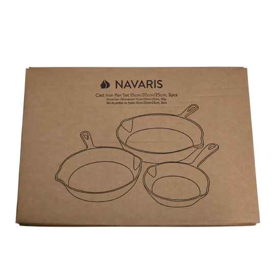 3pc. Cast Iron Pan Set 15cm/20cm/25cm Navaris (or $8.99/$12.99/$16.99)(ENDCAP)