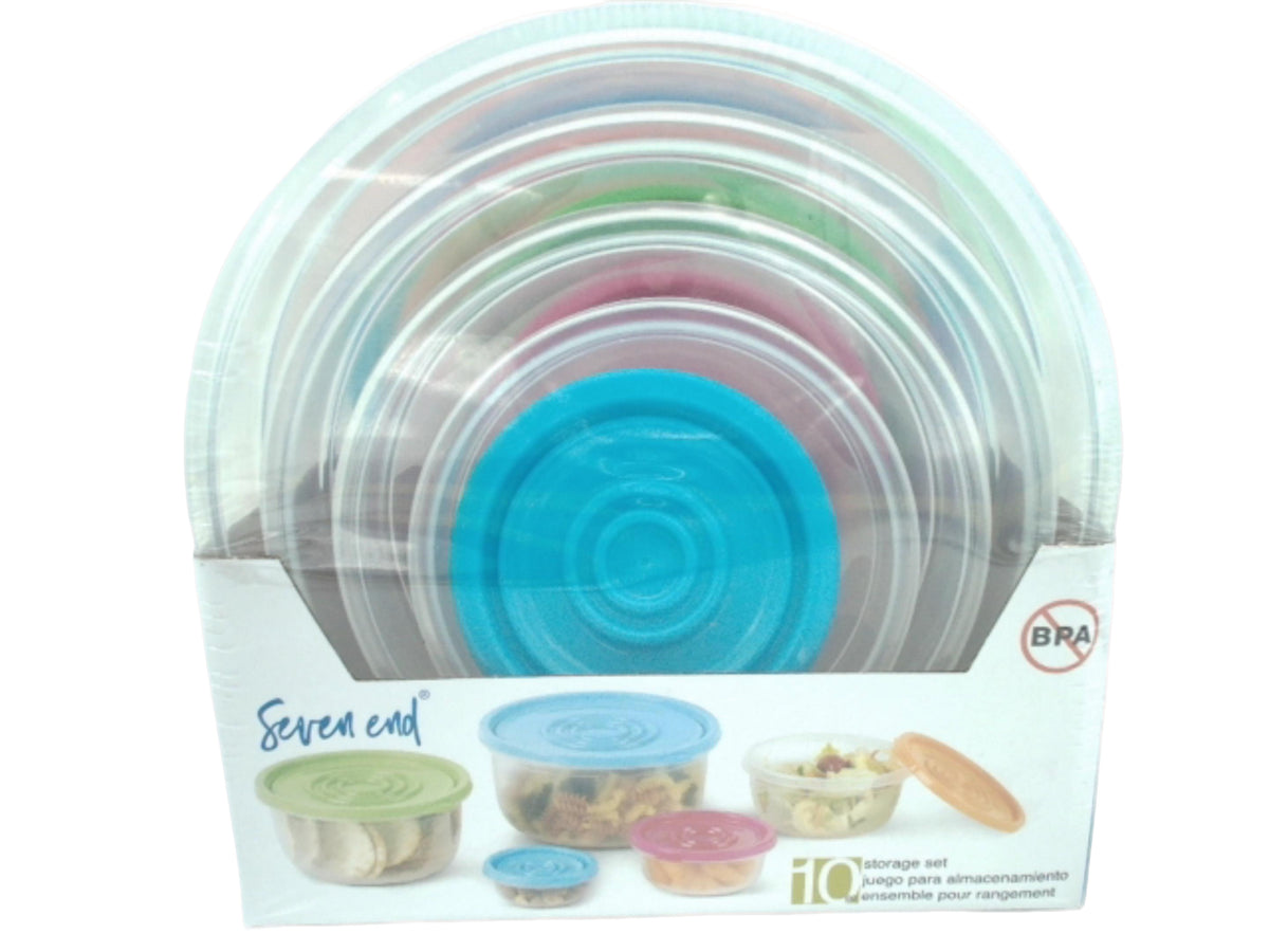 Food Storage Containers 10pc. Set Round Plastic Seven End (endcap)