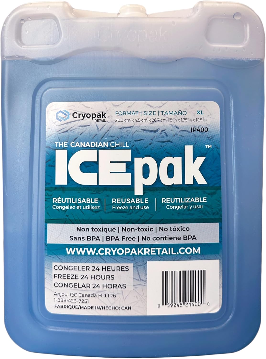 Ice Pak Extra Large 8" x 10.5" x 2" Reusable Cryopak