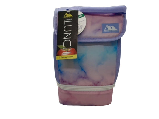 Insulated Lunch Bag 2 Compartments Pink & Blue Marble Arctic Zone