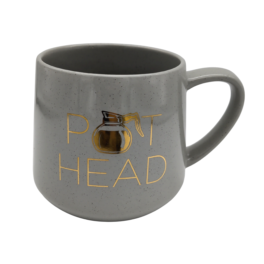 Mug Pot de Fleur Gris Tête Design 35 cl.