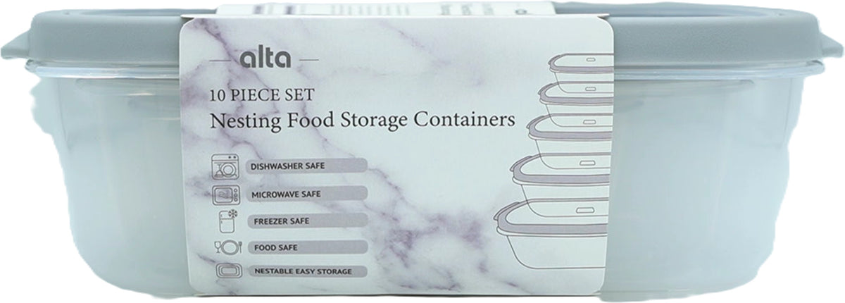 Nesting Food Storage Containers 10pc. Set Nickel Colour Alta - Additional View