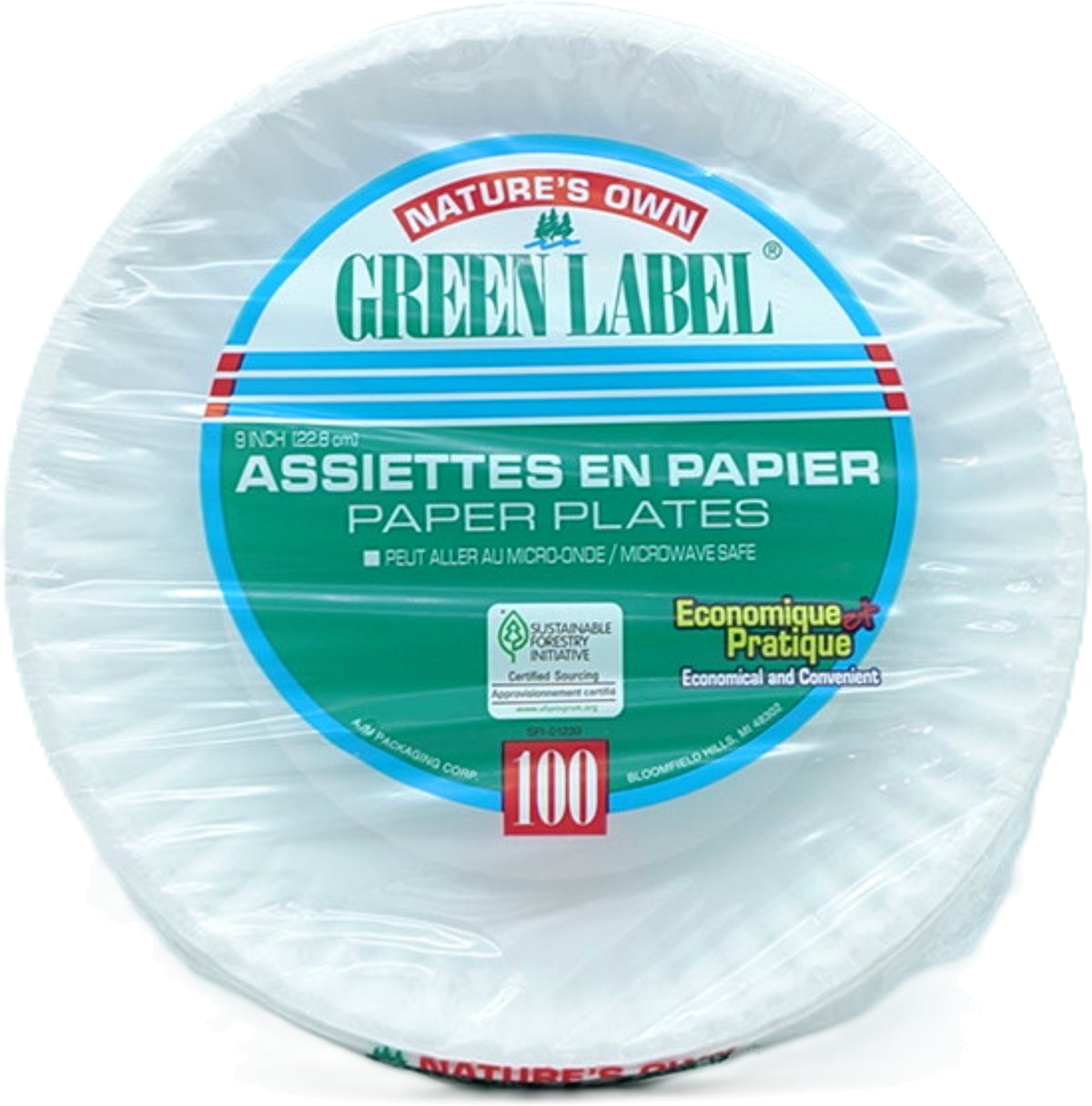Paper Plates 9" 100pk. Green Label